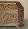 18th Century Indian Hand Carved & Painted Coffer Linen Trunk, 1780s 4