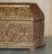 18th Century Indian Hand Carved & Painted Coffer Linen Trunk, 1780s, Image 4