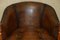 Butacas Chesterfield Tub Club de Thomas Chippendale de cuero marrón teñido a mano, años 20. Juego de 6, Imagen 4