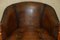 Thomas Chippendale Chesterfield Tub Club Sessel aus Handgefärbtem Braunem Leder, 1920er, 6 . Set 4