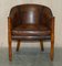 Thomas Chippendale Chesterfield Tub Club Armchairs in Hand Dyed Brown Leather, 1920s, Set of 6 3