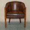 Thomas Chippendale Chesterfield Tub Club Armchairs in Hand Dyed Brown Leather, 1920s, Set of 6 17