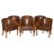 Thomas Chippendale Chesterfield Tub Club Armchairs in Hand Dyed Brown Leather, 1920s, Set of 6 1