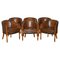 Thomas Chippendale Chesterfield Tub Club Armchairs in Hand Dyed Brown Leather, 1920s, Set of 6, Image 1