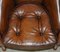 Butacas Chesterfield Tub Club de Thomas Chippendale de cuero marrón teñido a mano, años 20. Juego de 6, Imagen 10