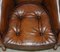 Thomas Chippendale Chesterfield Tub Club Armchairs in Hand Dyed Brown Leather, 1920s, Set of 6, Image 10