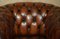 Chesterfield Club Armchairs & Footstool Hand Dyed Brown Leather, 1930s, Set of 4 5