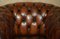 Chesterfield Club Sessel & Fußhocker Handgefärbtes Braunes Leder, 1930er, 4 . Set 5