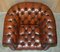 Chesterfield Club Armchairs & Footstool Hand Dyed Brown Leather, 1930s, Set of 4 10