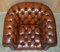 Chesterfield Club Armchairs & Footstool Hand Dyed Brown Leather, 1930s, Set of 4, Image 10