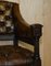 Sedia da scrivania Art Nouveau in pelle marrone intagliata, fine XIX secolo, Immagine 7