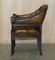 Art Nouveau Carved Brown Leather Library Desk Chair, 1880s, Image 17