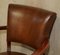 Art Deco Brown Leather Office Desk Chair Sculpted Frame from Ralph Lauren 5