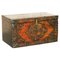 Antique Tibetan Chinese Dragon Polychrome Painted Trunk or Linen Chest, Image 1