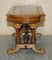 Antique Carved Burl Walnut and Green Leather Coffee Table, 1880 17