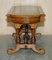 Antique Carved Burl Walnut and Green Leather Coffee Table, 1880, Image 17