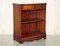 Flamed Hardwood Bow Fronted Dwarf Open Library Bookcase with Single Drawer, Image 1