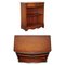 Flamed Hardwood Bow Fronted Dwarf Open Library Bookcase with Single Drawer, Image 2