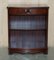 Flamed Hardwood Bow Fronted Dwarf Open Library Bookcase with Single Drawer 3