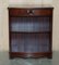 Flamed Hardwood Bow Fronted Dwarf Open Library Bookcase with Single Drawer, Image 3