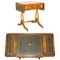 Extending Green Leather & Burr Yew Wood Side Table from Bevan Funnell 2