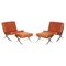 Brown Leather Lounge Armchairs & Ottomans, Set of 4, Image 1