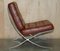 Brown Leather Lounge Armchairs & Ottomans, Set of 4 17