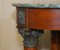 Mesa auxiliar francesa vintage grande de roble, latón bronceado y mármol, Imagen 5