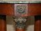 Mesa auxiliar francesa vintage grande de roble, latón bronceado y mármol, Imagen 17