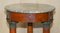 Mesa auxiliar francesa vintage grande de roble, latón bronceado y mármol, Imagen 4