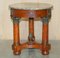 Large Vintage French Oak, Bronzed Brass & Marble Side Table 1