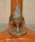 Mesa auxiliar francesa vintage grande de roble, latón bronceado y mármol, Imagen 12
