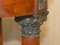 Mesa auxiliar francesa vintage grande de roble, latón bronceado y mármol, Imagen 7