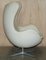 Cream Leather Egg Chair & Footstool from Fritz Hansen, Set of 2 14