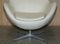 Cream Leather Egg Chair & Footstool from Fritz Hansen, Set of 2, Image 9