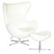 Cremefarbener Egg Chair & Fußhocker aus Leder von Fritz Hansen, 2er Set 1