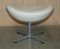 Cream Leather Egg Chair & Footstool from Fritz Hansen, Set of 2 18