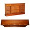 Vintage Burr Yew Wood Dwarf Open Bookcase or Sideboard with Large Drawers 2