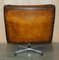 Vintage Hand Dyed Whisky Brown Leather Swivel Armchair, 1970s, Image 12
