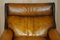 Vintage Hand Dyed Whisky Brown Leather Swivel Armchair, 1970s 5