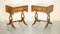 Burr & Burl Walnut Extending Side Tables with Lion Paw Castors, Set of 2, Image 1