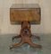 Burr & Burl Walnut Extending Side Tables with Lion Paw Castors, Set of 2 13