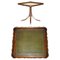 Large Antique Carved Hardwood & Green Leather Tilt Top Centre Table 2