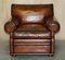 Large Hand Dyed Cigar Brown Leather Club Chair 3