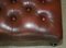 Large Vintage Oxblood Leather 2 Person Footstool with Chesterfield Tufting 10