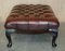 Large Vintage Oxblood Leather 2 Person Footstool with Chesterfield Tufting, Image 11