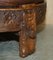 Antique Hand-Carved Footstool in Brown Leather, 1850, Image 6