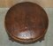 Antique Hand-Carved Footstool in Brown Leather, 1850, Image 8