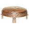 Antique Hand-Carved Footstool in Brown Leather, 1850 1