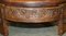 Antique Hand-Carved Footstool in Brown Leather, 1850, Image 5